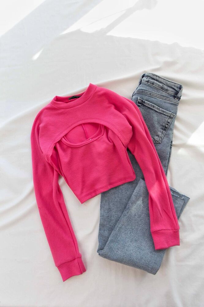 Bolero Crop Takım PEMBE